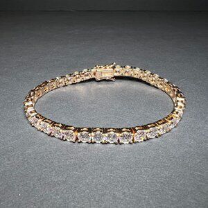 JCM CZ Cubic Zirconia Rose Gold Tone Elegant Tennis Bracelet 8"